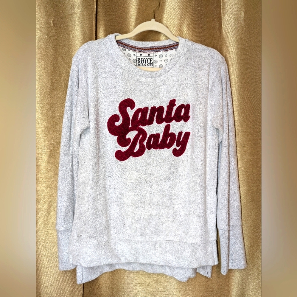 Gray Santa Baby Sweater Soft And Cozy Stretchable Fabric Size M